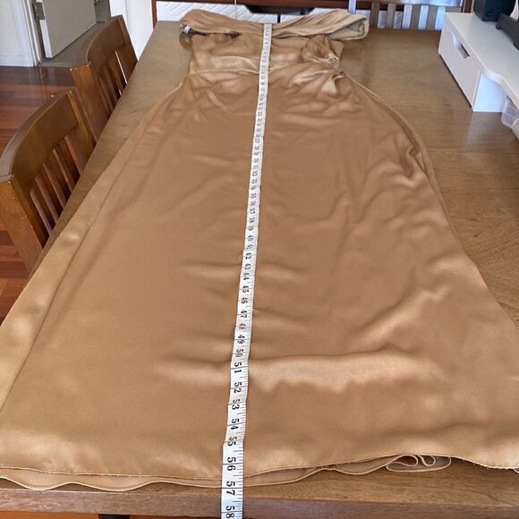 David's Bridal Bronze Off Shoulder Maxi Dress Size 6 - Picture 11 of 12